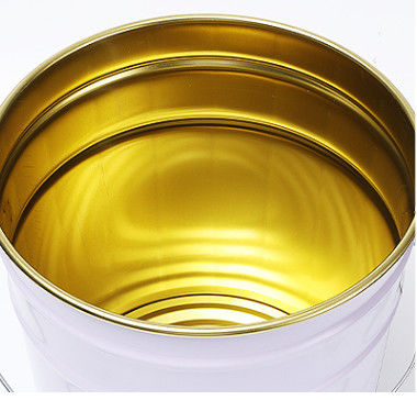 5 Gallon Putih Tinplate Metal Paint Bucket Dengan Lapisan Emas