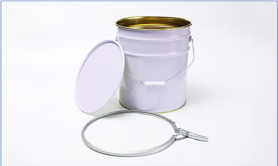 5 Gallon Putih Tinplate Metal Paint Bucket Dengan Lapisan Emas