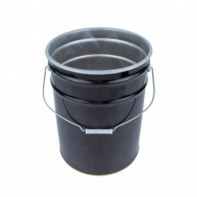 Bucket Cat Metal Hitam Dan Tutup 5 Gallon Dengan Anti karat Plastik Lining Dan Bunga Edge Tutup