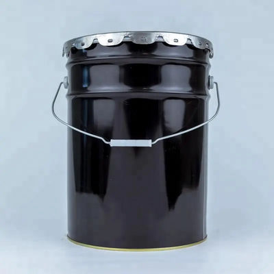 Bucket Cat Metal Hitam Dan Tutup 5 Gallon Dengan Anti karat Plastik Lining Dan Bunga Edge Tutup