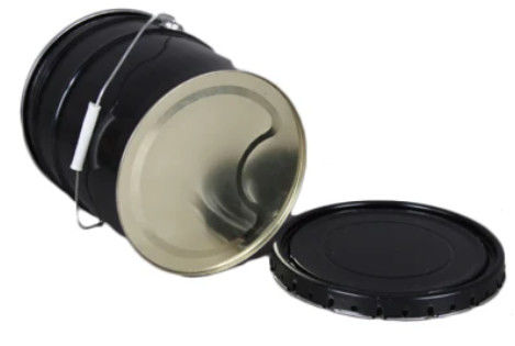 10L Black Metal Bucket Dengan Tutup Buka Kepala Paint Bucket Dengan Tutup Crimping