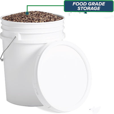 Bucket Putih Bulat 5 Gallon Dengan Tutup Untuk Penyimpanan Makanan Hewan