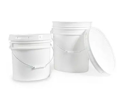 Kontainer ember plastik putih kelas makanan 3 galon dengan tutup gagang