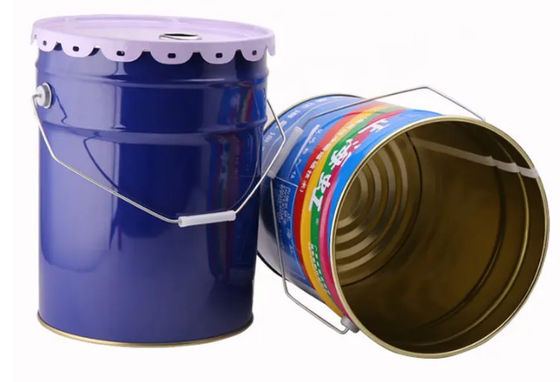 6 Gallon Tinplate Bundar Open Head Ember Baja Dengan Flower Edge Cover Removable