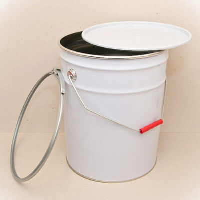 Lemparan Tinplate Metal Paint Bucket 6 Gallon Dengan Lever Lock Ring Tutup Dan Metal Handle